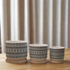 Maceta Tribal Blanco y negro